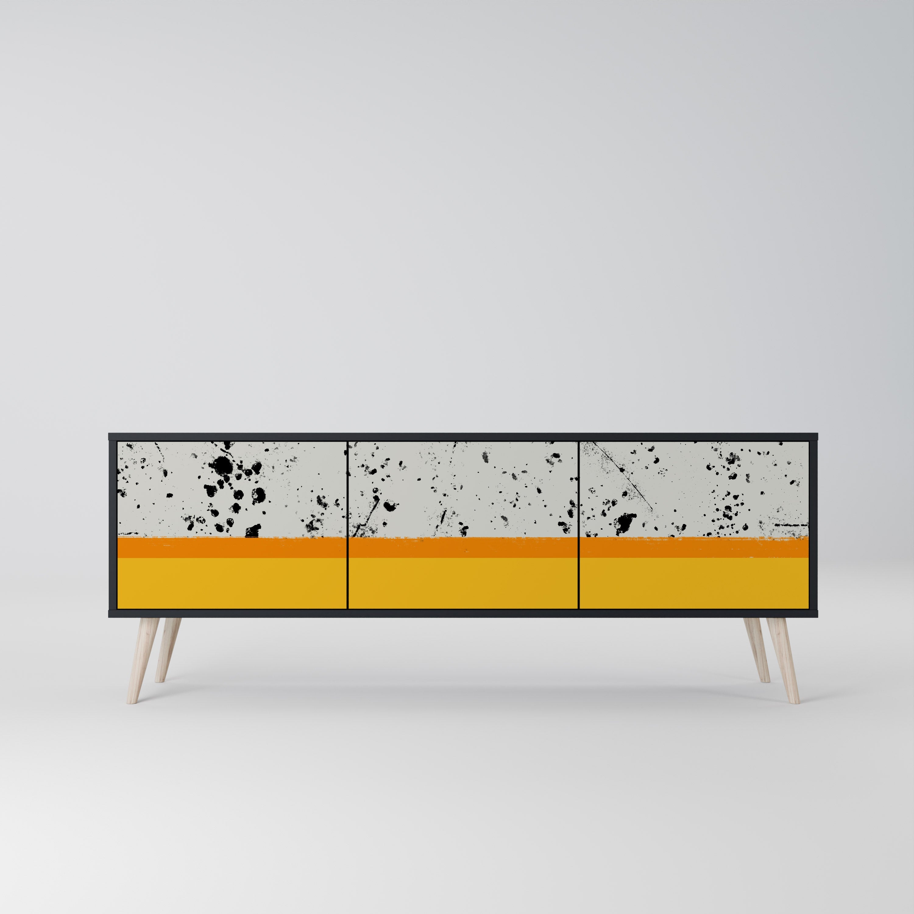 DYED BY ORANGE Móvel de TV com 3 Portas em Acabamento Preto