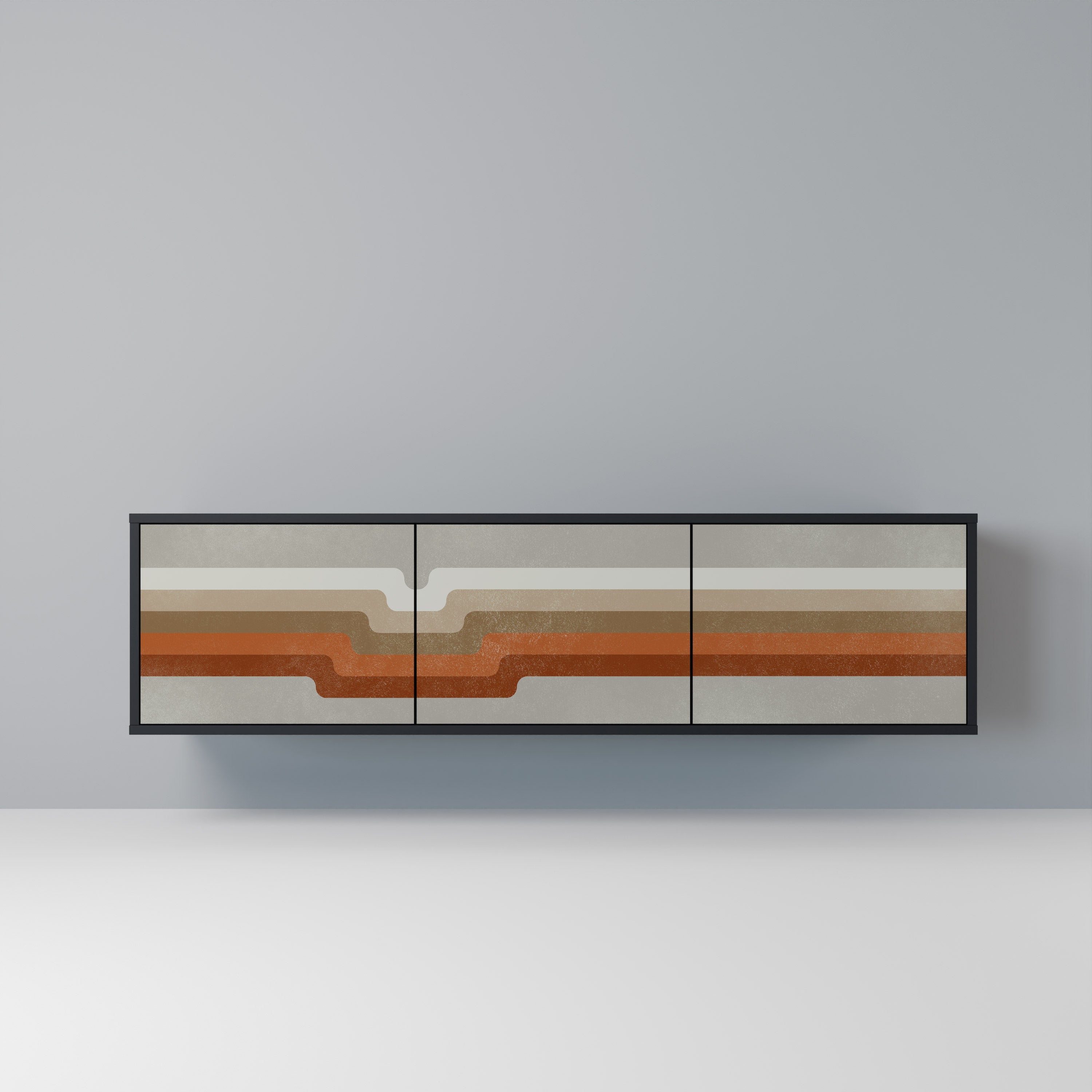 PECULIAR TRAIL Móvel de TV com 3 Portas em Acabamento Preto