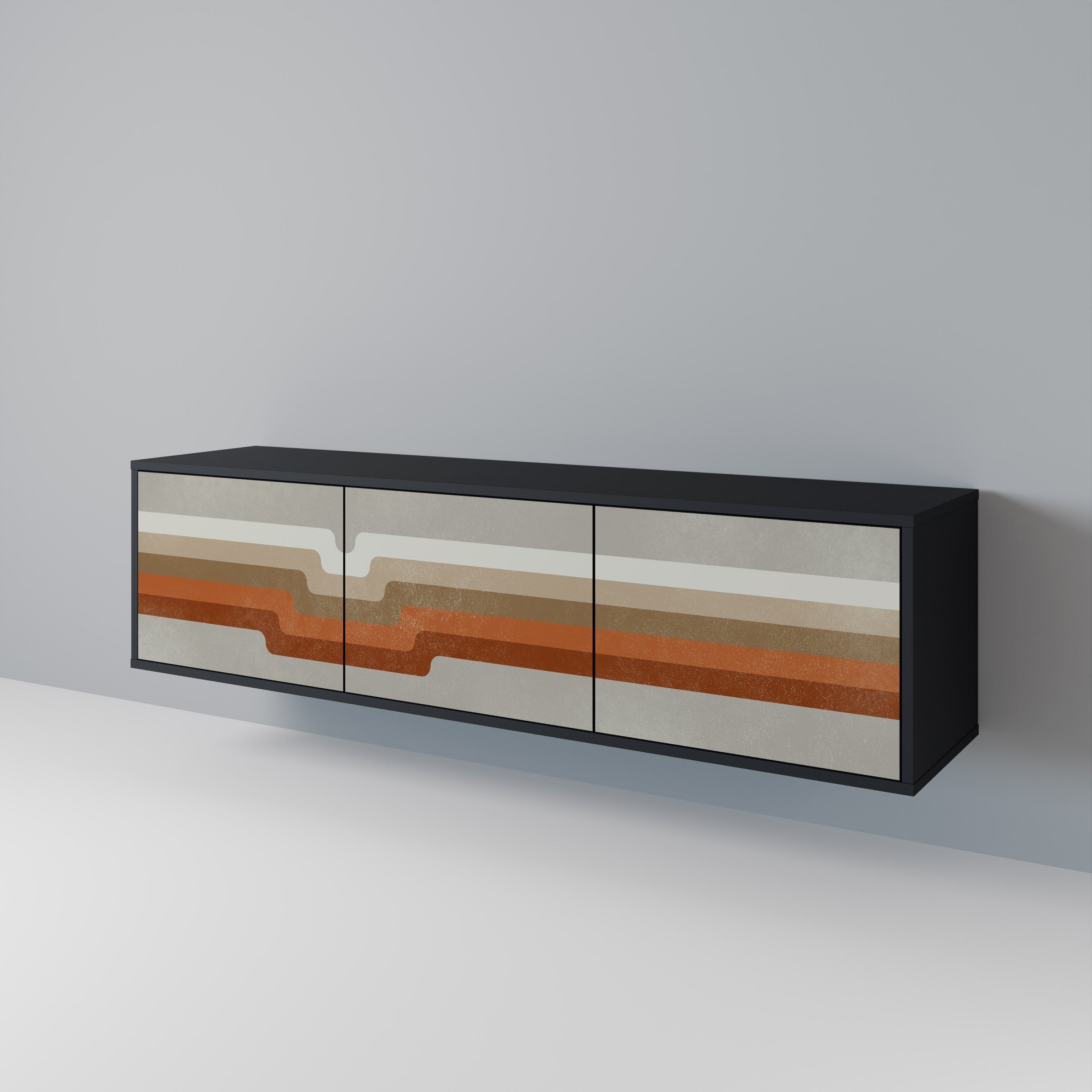 PECULIAR TRAIL 3-Door TV Stand in Black Finish