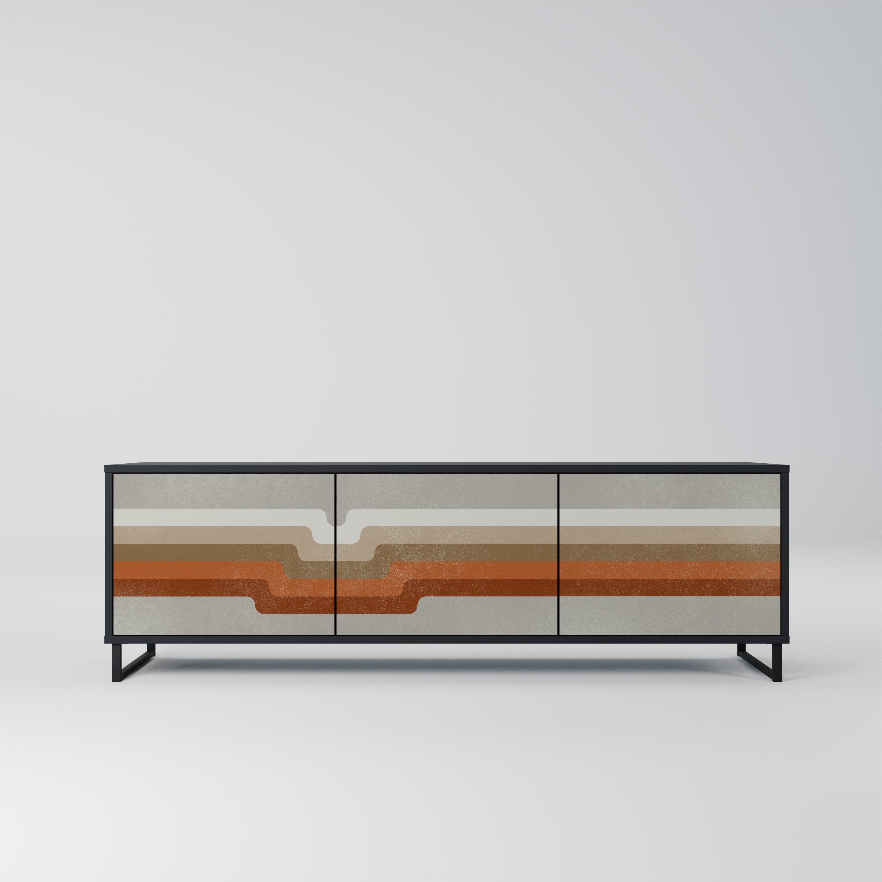 PECULIAR TRAIL Móvel de TV com 3 Portas em Acabamento Preto