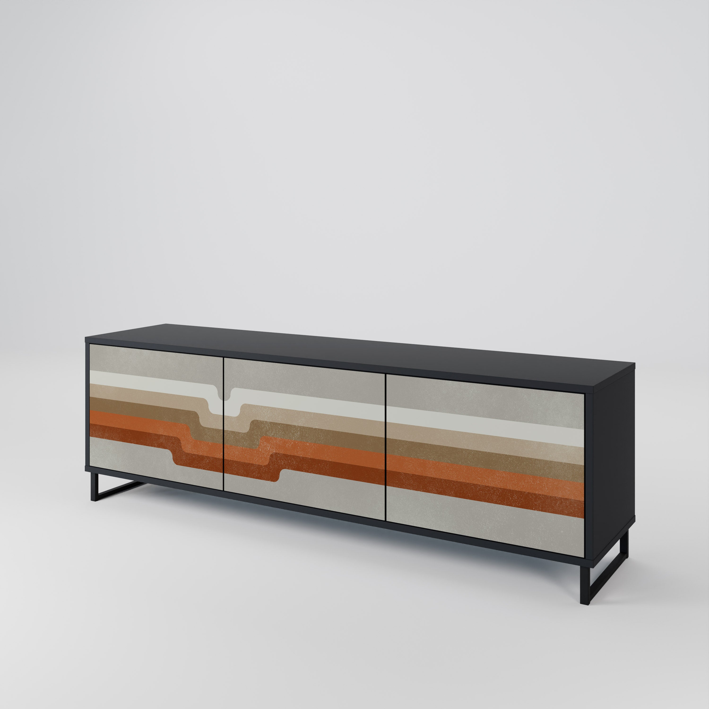 PECULIAR TRAIL 3-Door TV Stand in Black Finish