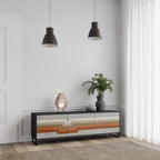 PECULIAR TRAIL 3-Door TV Stand in Black Finish