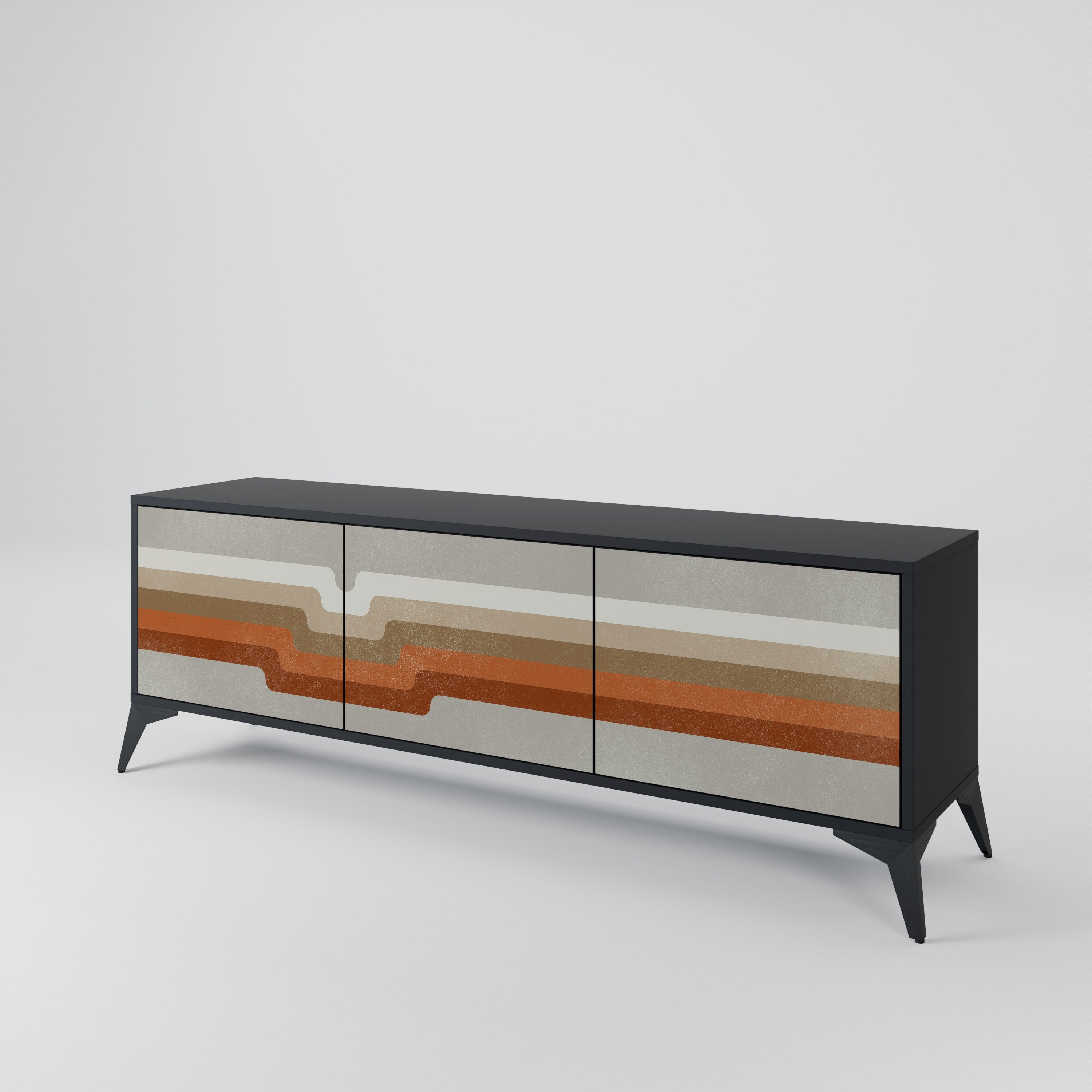 PECULIAR TRAIL 3-Door TV Stand in Black Finish