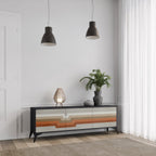 PECULIAR TRAIL 3-Door TV Stand in Black Finish