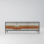 PECULIAR TRAIL 3-Door TV Stand in Black Finish