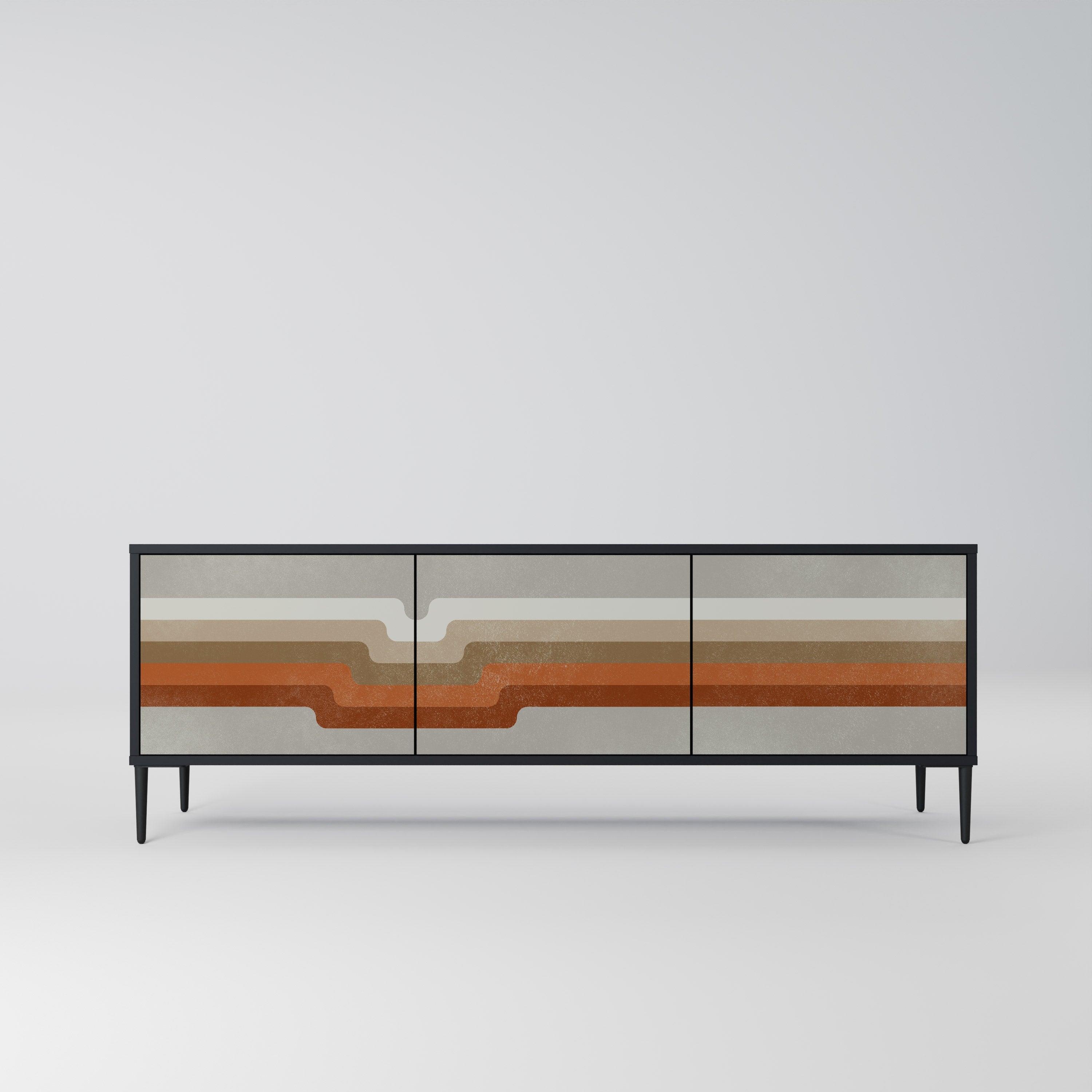 PECULIAR TRAIL Móvel de TV com 3 Portas em Acabamento Preto