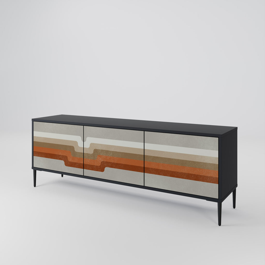 PECULIAR TRAIL 3-Door TV Stand in Black Finish