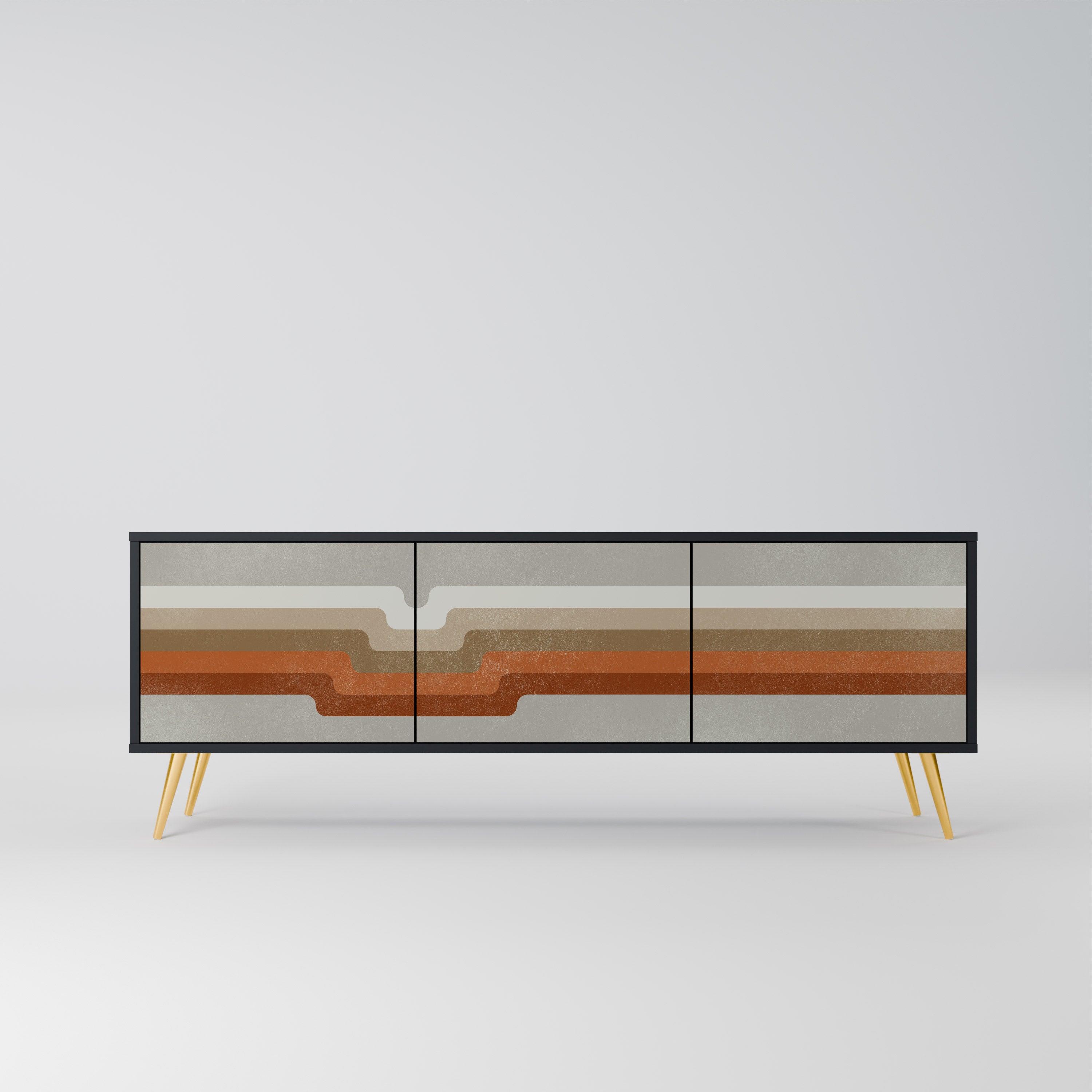 PECULIAR TRAIL Móvel de TV com 3 Portas em Acabamento Preto