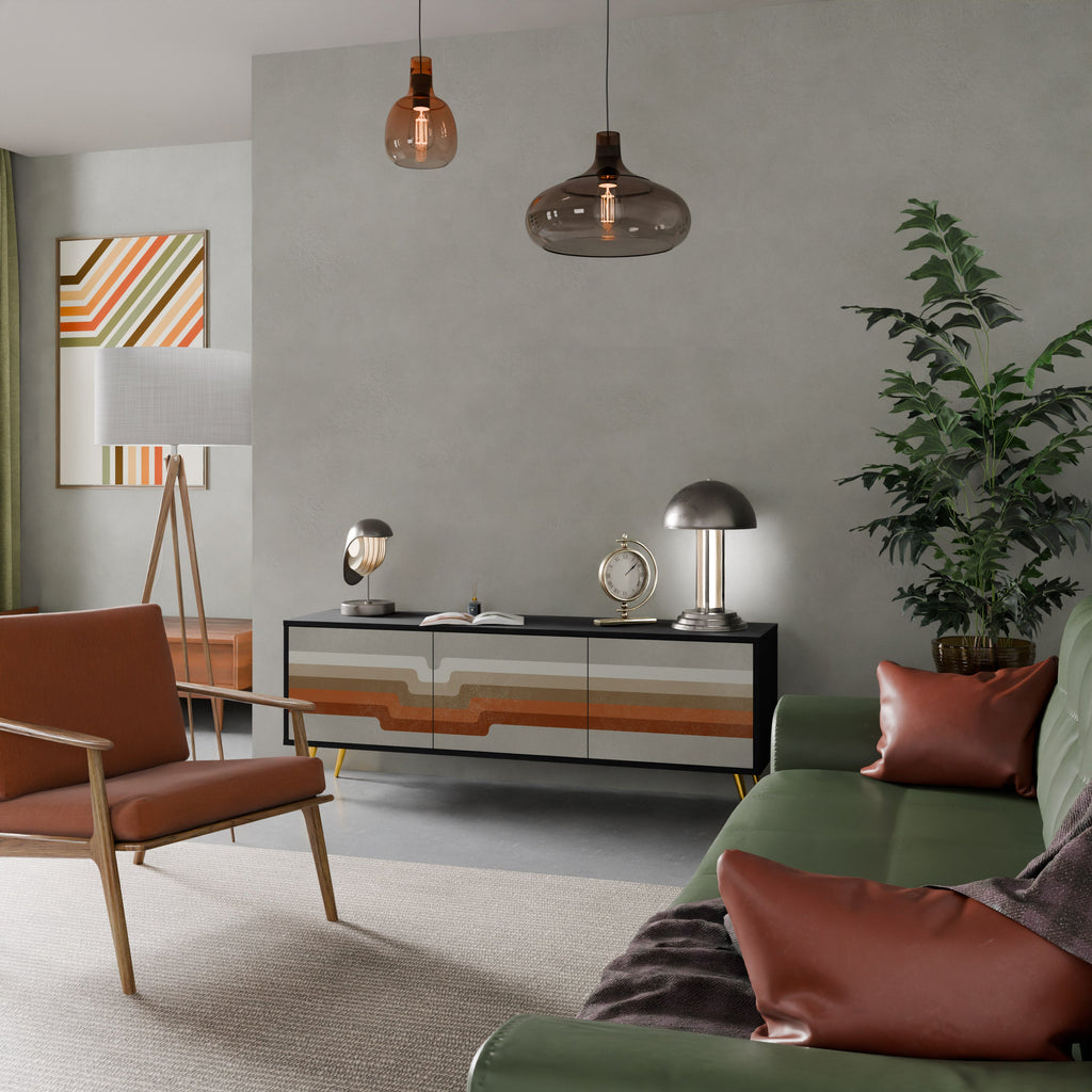 PECULIAR TRAIL 3-Door TV Stand in Black Finish