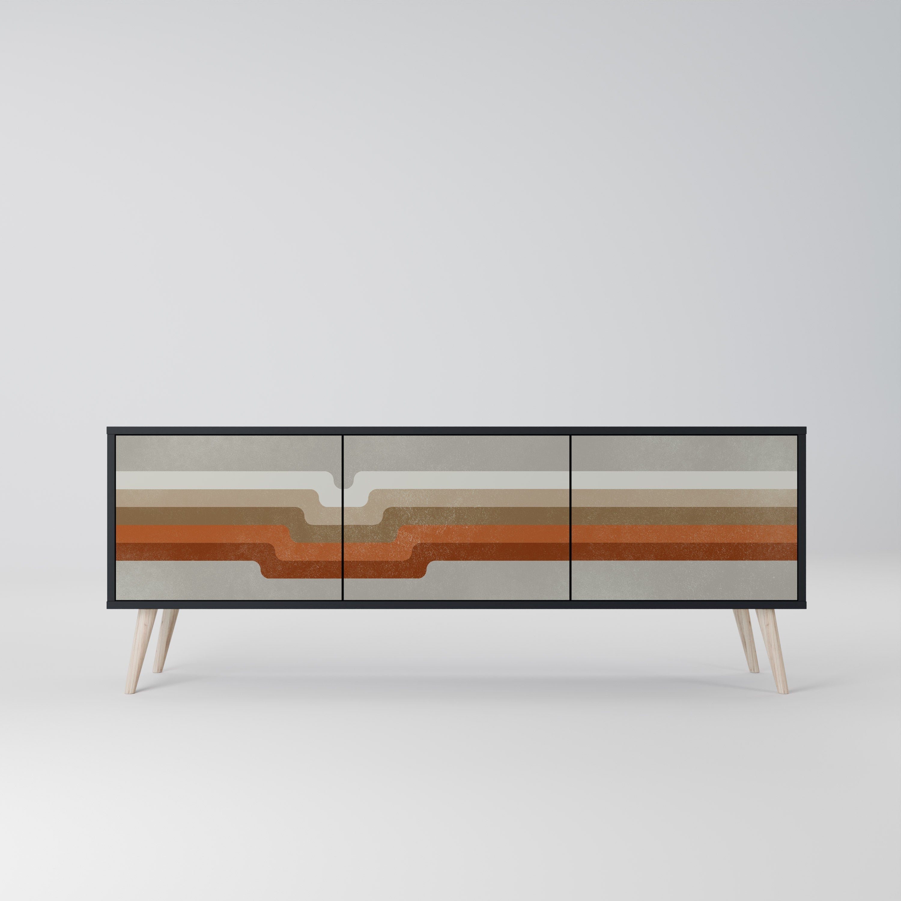 PECULIAR TRAIL Móvel de TV com 3 Portas em Acabamento Preto