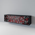 BROKEN LINES Móvel de TV com 3 Portas em Acabamento Preto