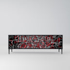 BROKEN LINES Móvel de TV com 3 Portas em Acabamento Preto