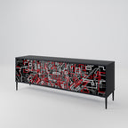 BROKEN LINES Móvel de TV com 3 Portas em Acabamento Preto