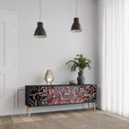 BROKEN LINES Móvel de TV com 3 Portas em Acabamento Preto