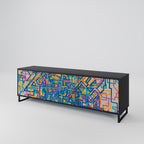 MEMORIES MAP 3-Door TV Stand in Black Finish