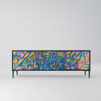 MEMORIES MAP 3-Door TV Stand in Black Finish