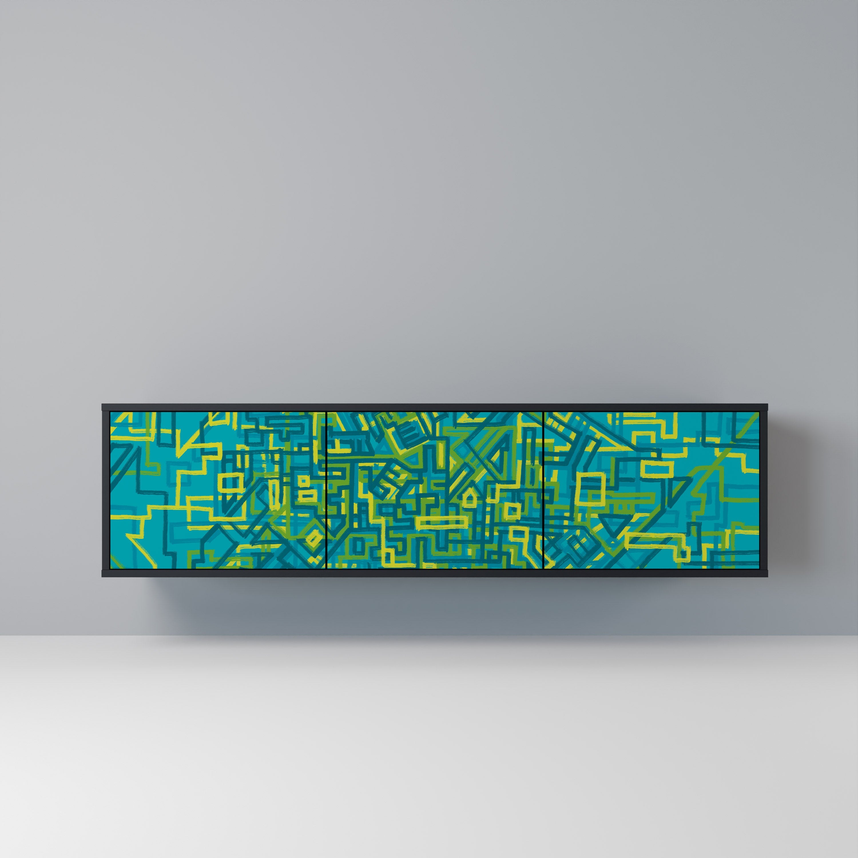 NOSTALGIC MEMORIES Móvel de TV com 3 Portas em Acabamento Preto