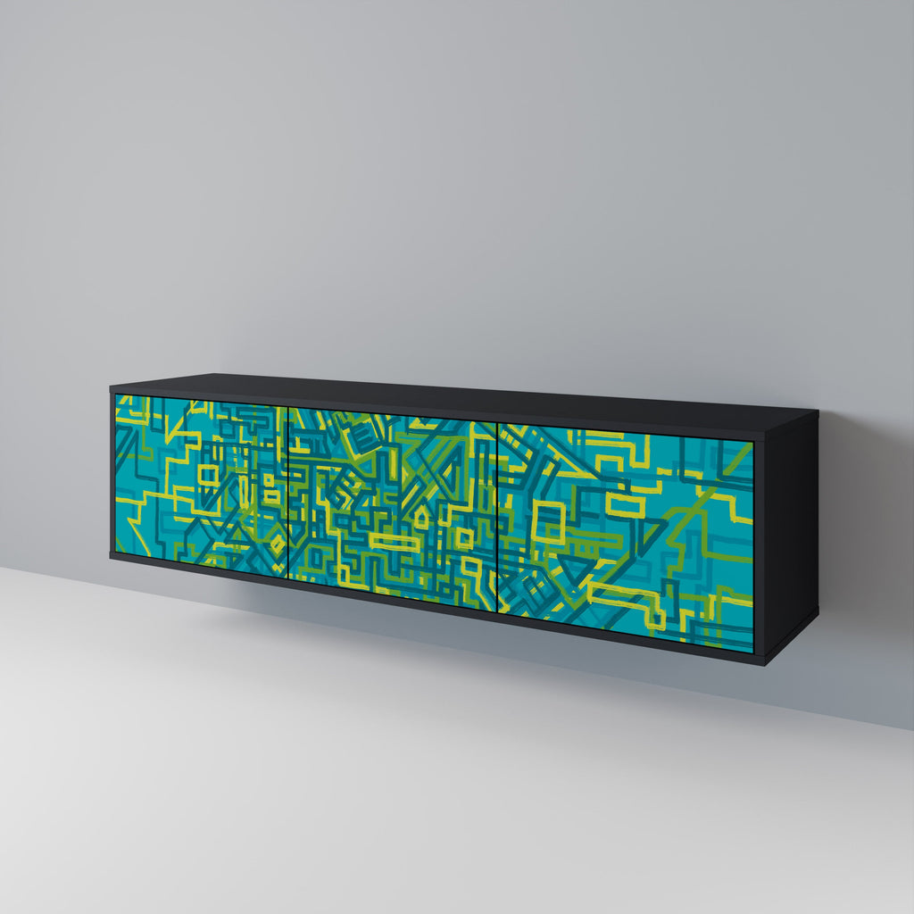 NOSTALGIC MEMORIES 3-Door TV Stand in Black Finish