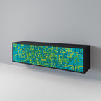 NOSTALGIC MEMORIES 3-Door TV Stand in Black Finish