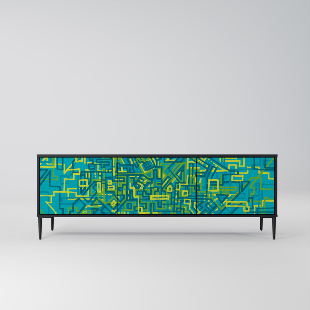 NOSTALGIC MEMORIES 3-Door TV Stand in Black Finish