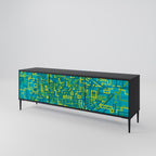 NOSTALGIC MEMORIES 3-Door TV Stand in Black Finish