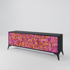 LOVELY MEMORIES 3-Door TV Stand in Black Finish