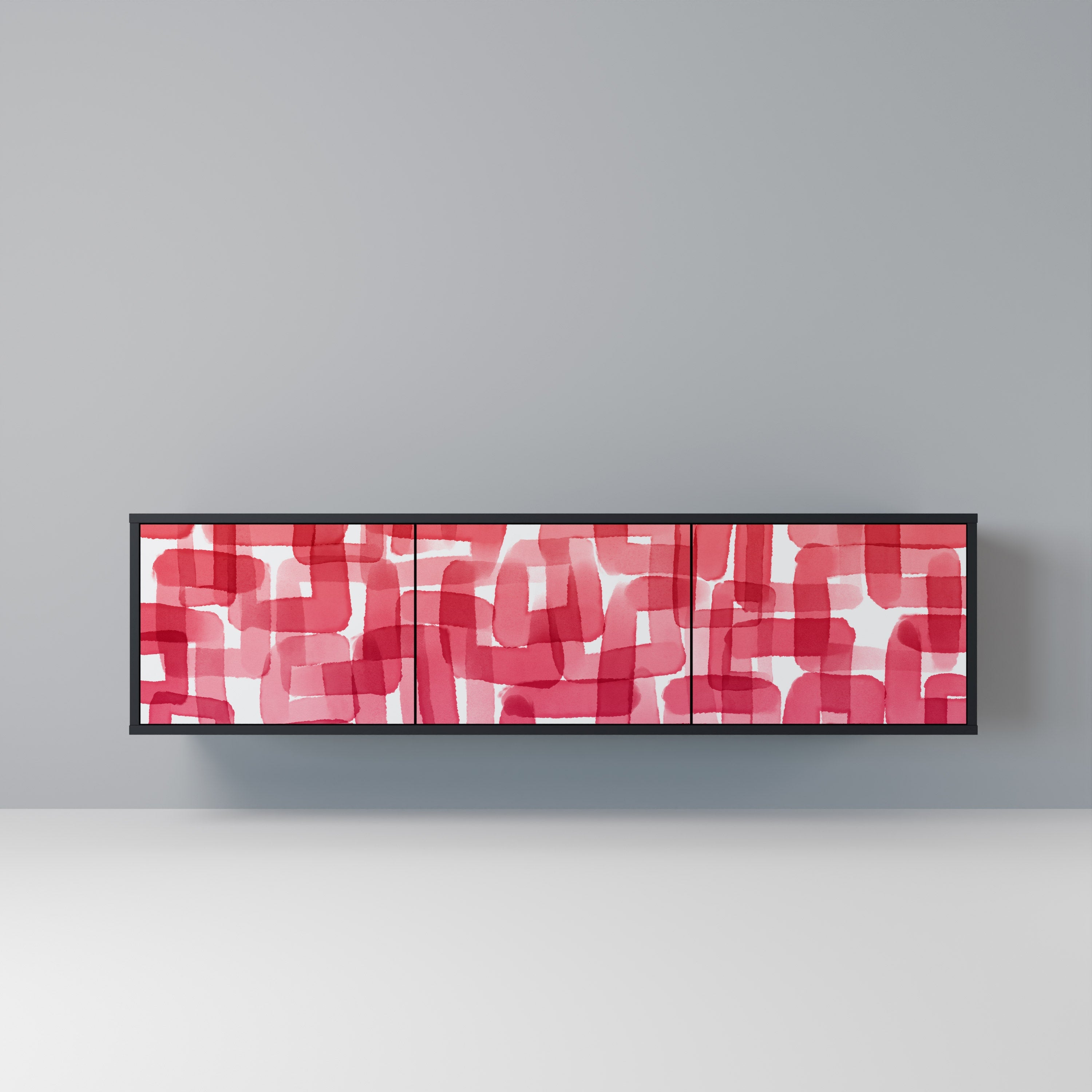 KALEIDOSCOPIC CUBISM Móvel de TV com 3 Portas em Acabamento Preto