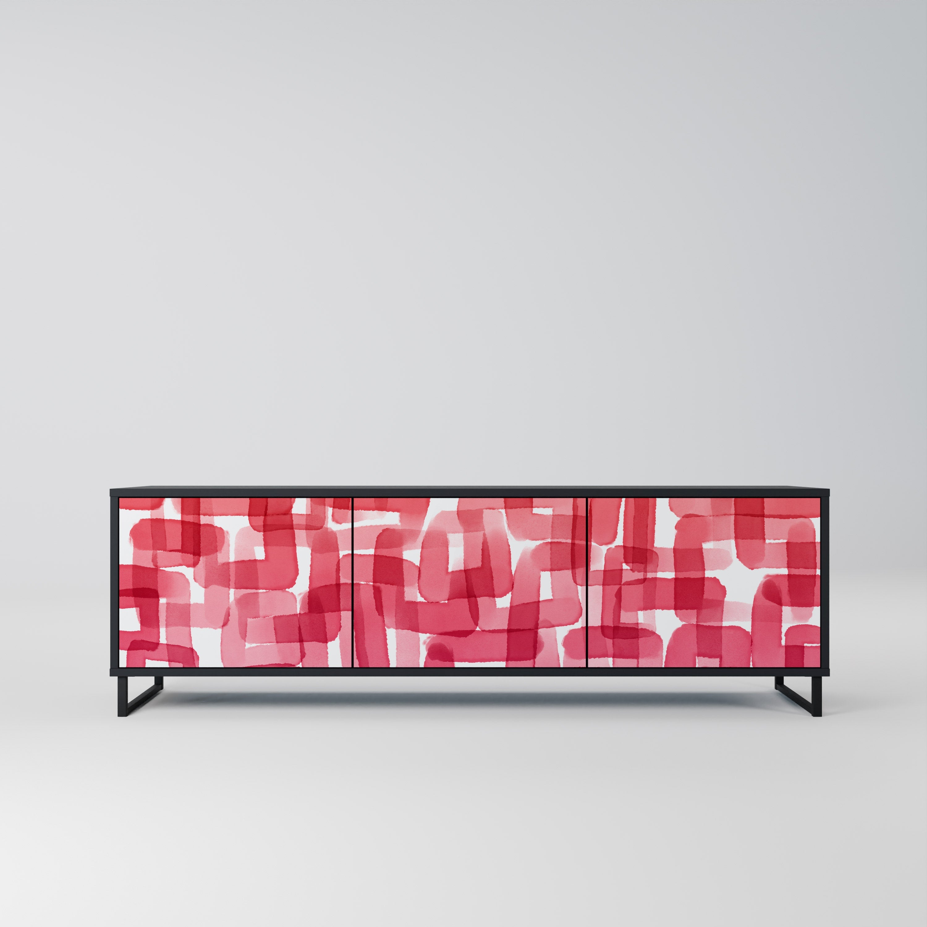 KALEIDOSCOPIC CUBISM Móvel de TV com 3 Portas em Acabamento Preto