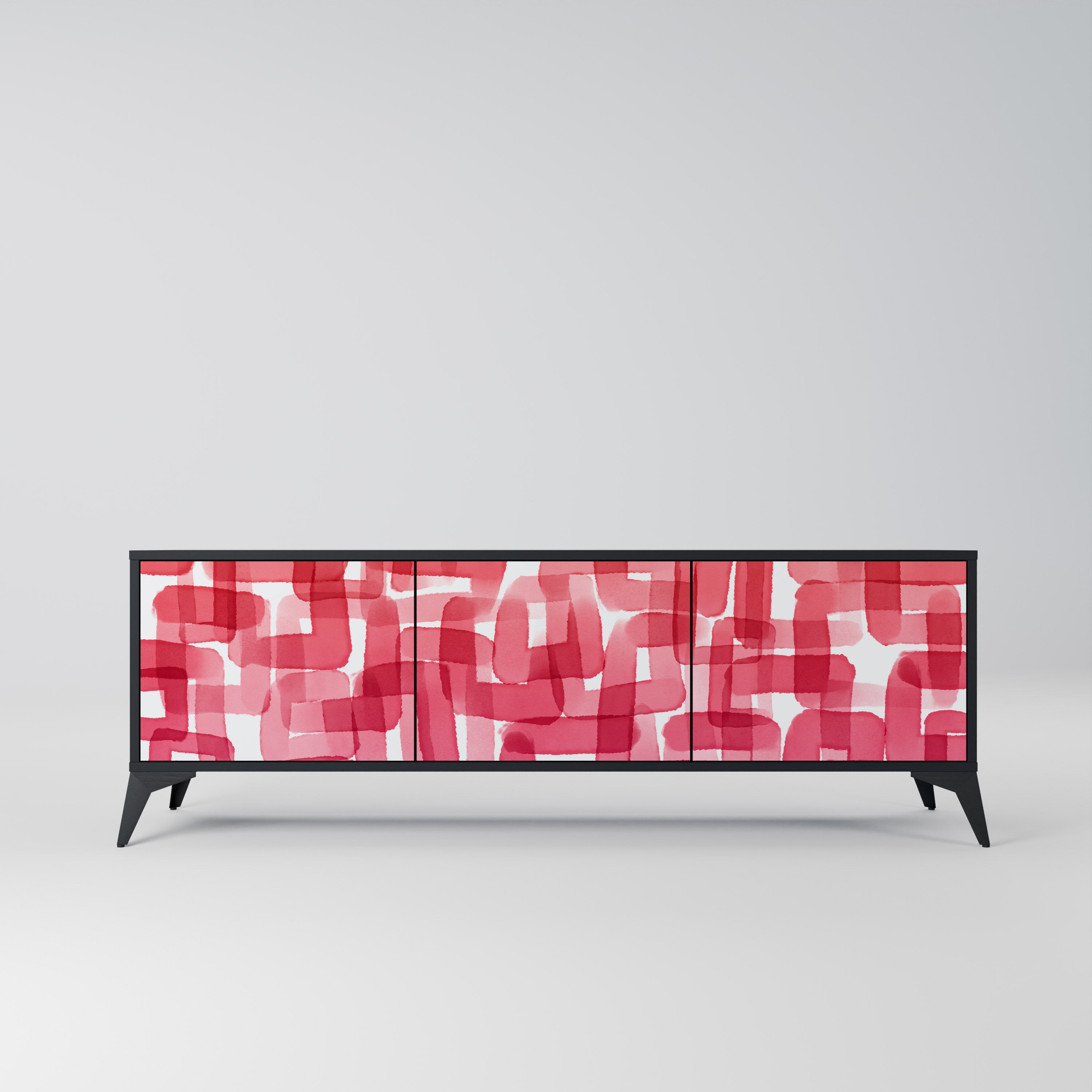 KALEIDOSCOPIC CUBISM Móvel de TV com 3 Portas em Acabamento Preto