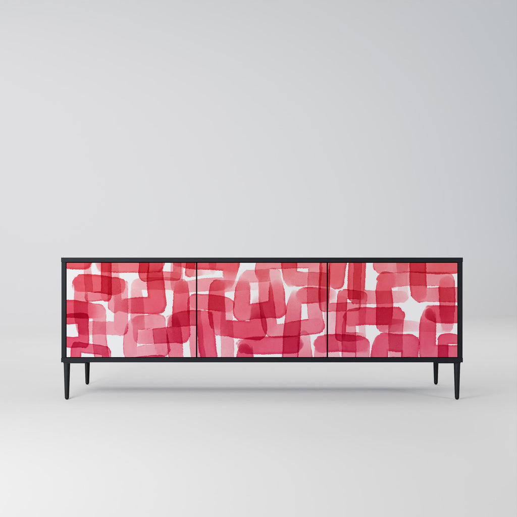 KALEIDOSCOPIC CUBISM 3-Door TV Stand in Black Finish