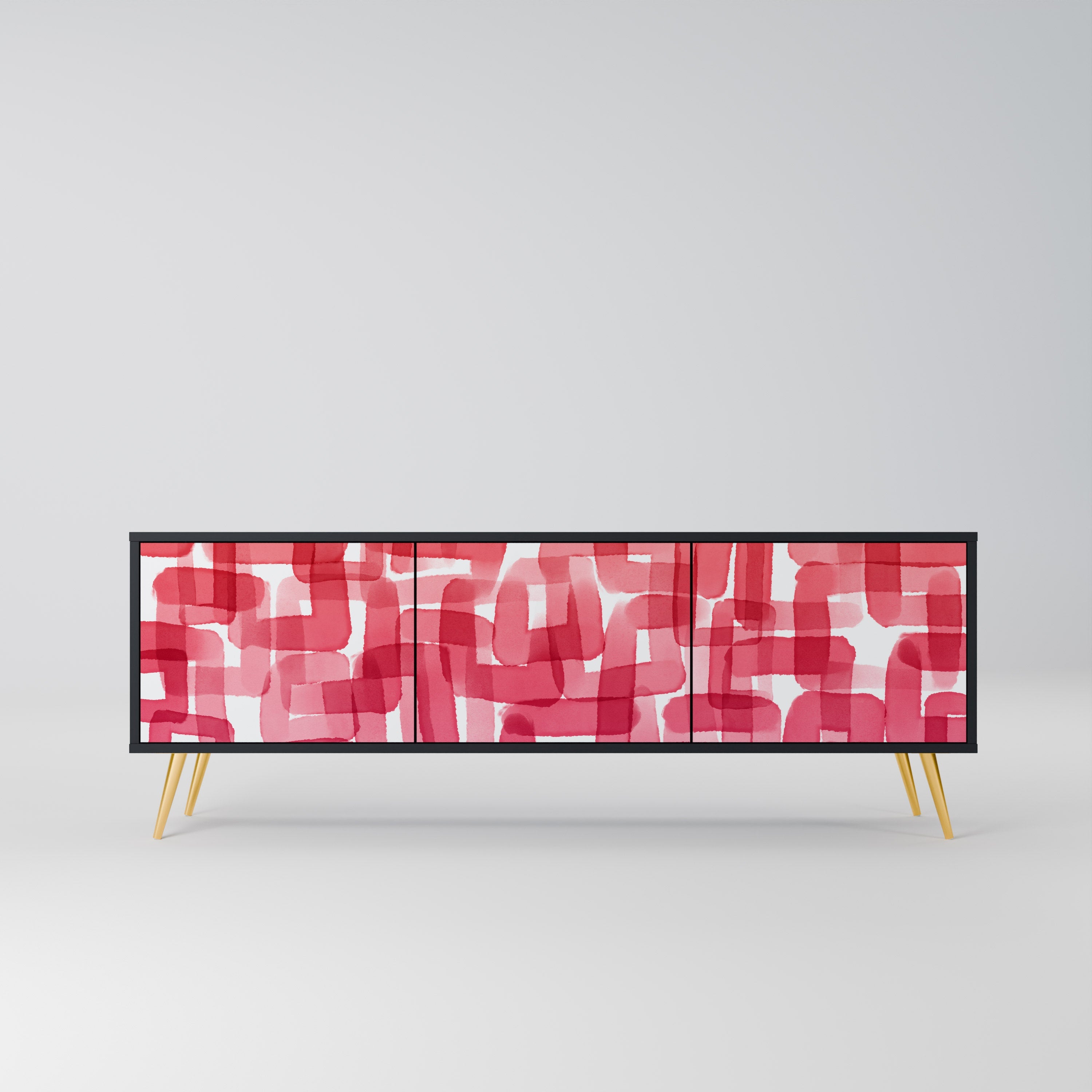 KALEIDOSCOPIC CUBISM Móvel de TV com 3 Portas em Acabamento Preto