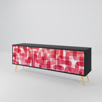 KALEIDOSCOPIC CUBISM 3-Door TV Stand in Black Finish