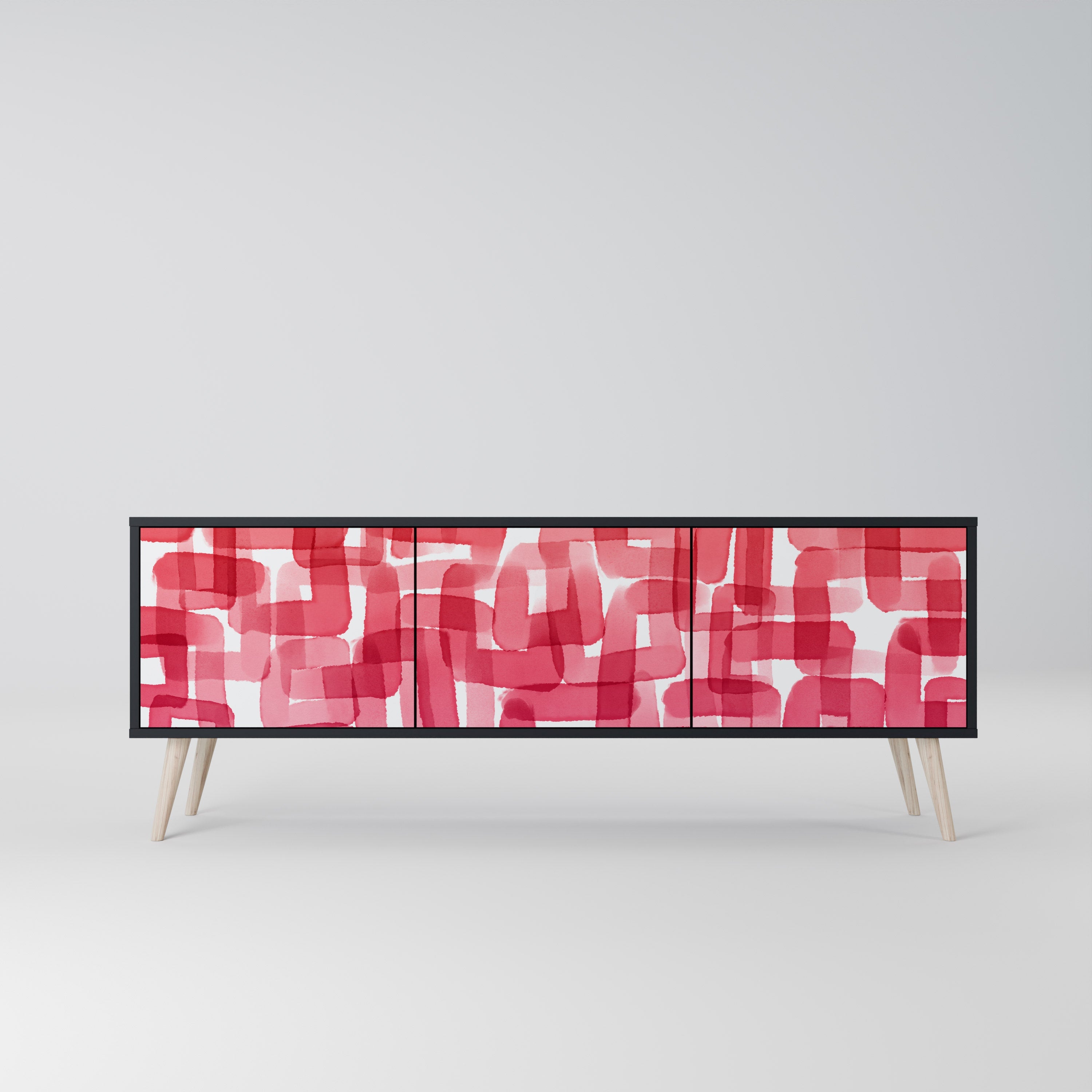 KALEIDOSCOPIC CUBISM Móvel de TV com 3 Portas em Acabamento Preto