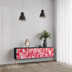 KALEIDOSCOPIC CUBISM 3-Door TV Stand in Black Finish