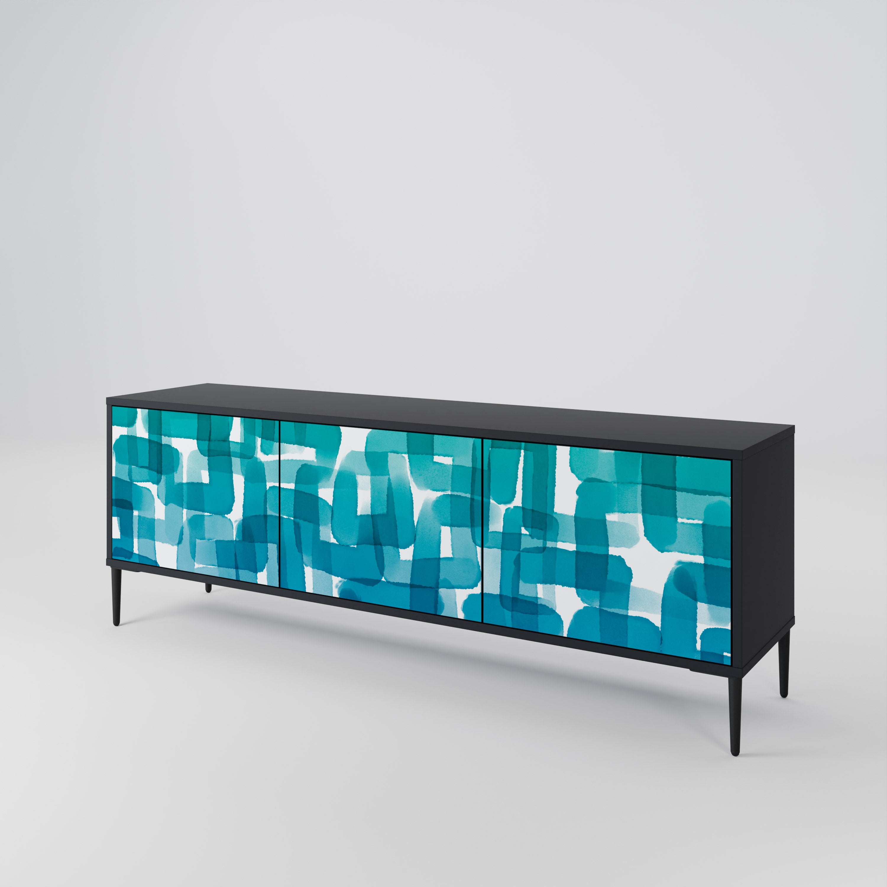 TURQUOISE RECTANGLES Móvel de TV de 3 Portas