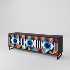 ABSTRACTION AND GEOMETRY Móvel de TV com 3 Portas em Acabamento Preto