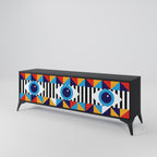 ABSTRACTION AND GEOMETRY Móvel de TV com 3 Portas em Acabamento Preto