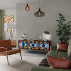 ABSTRACTION AND GEOMETRY Móvel de TV com 3 Portas em Acabamento Preto