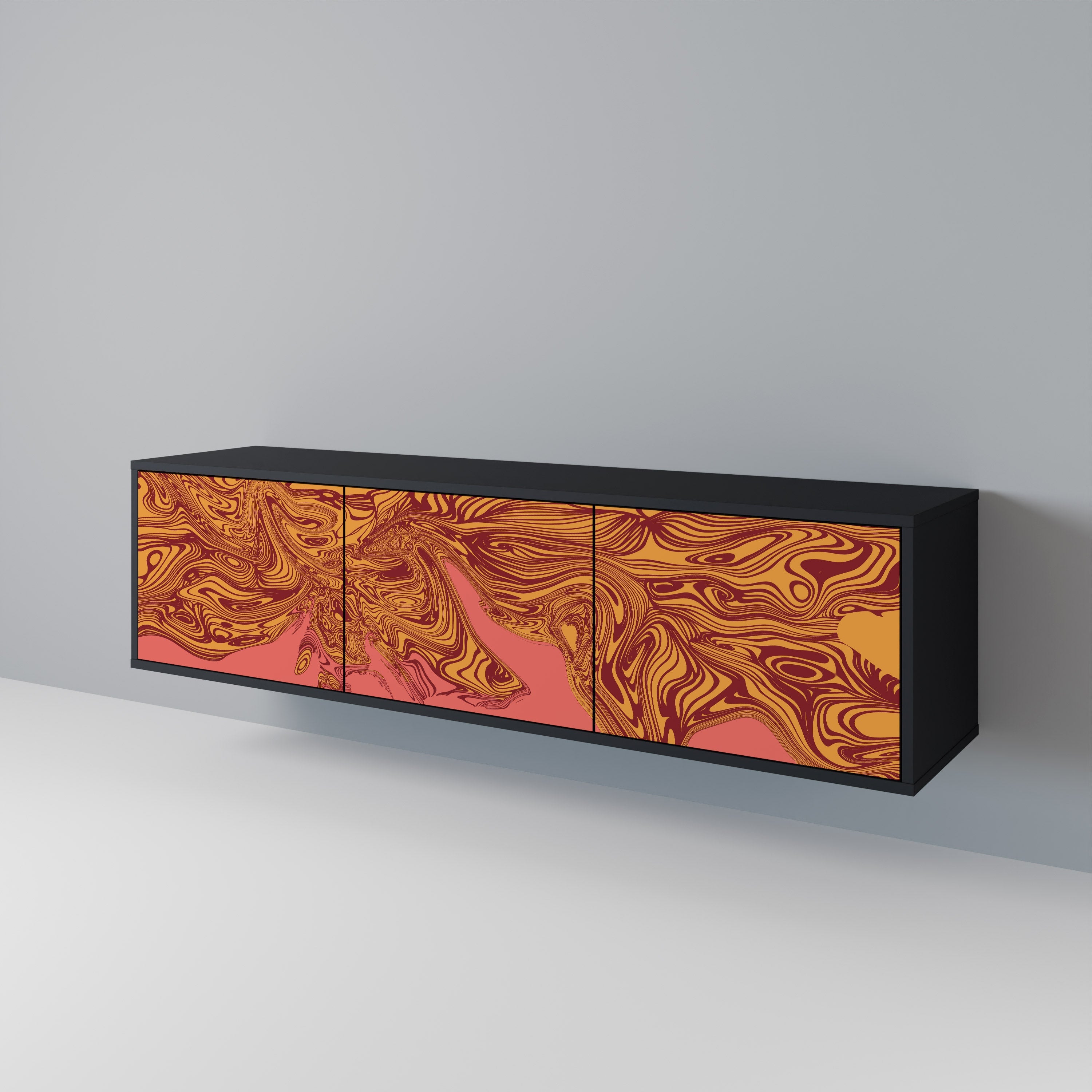 FLOATING THOUGHTS Móvel de TV com 3 Portas em Acabamento Preto