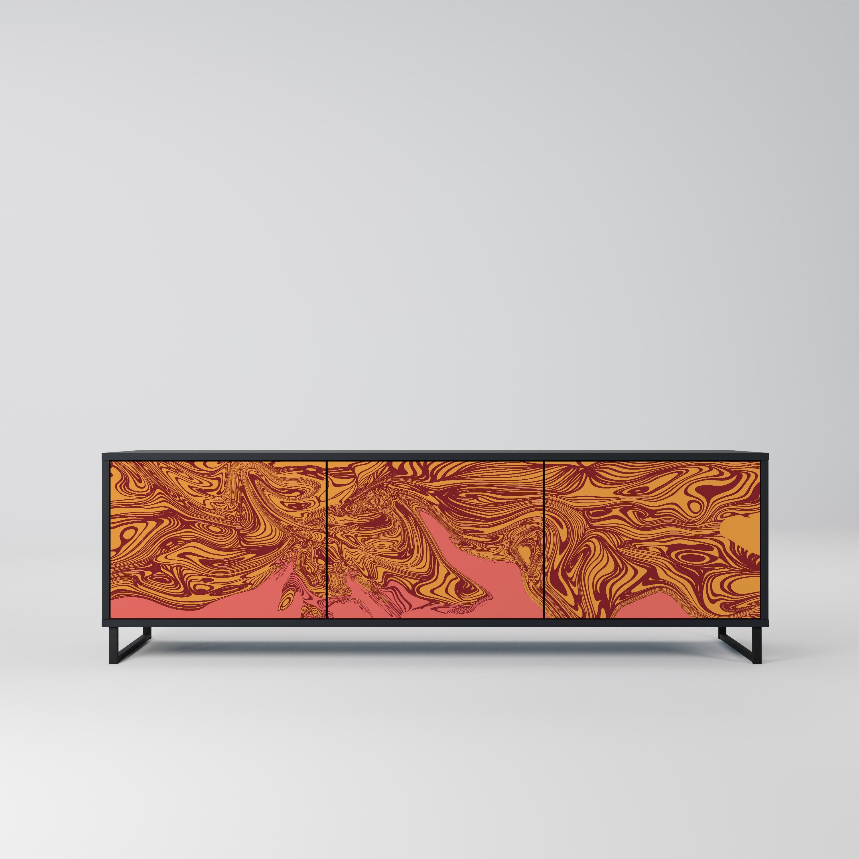 FLOATING THOUGHTS Móvel de TV com 3 Portas em Acabamento Preto