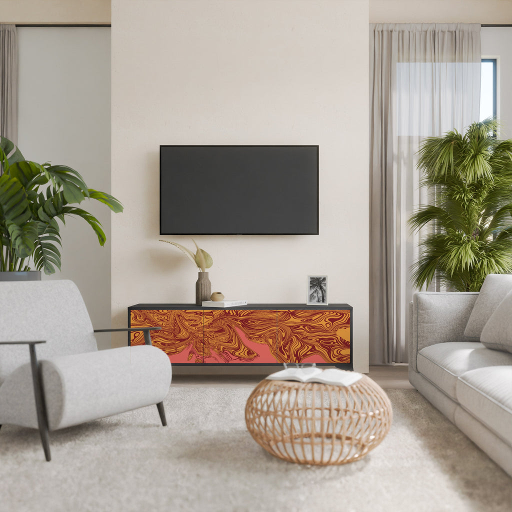 FLOATING THOUGHTS Móvel de TV com 3 Portas em Acabamento Preto