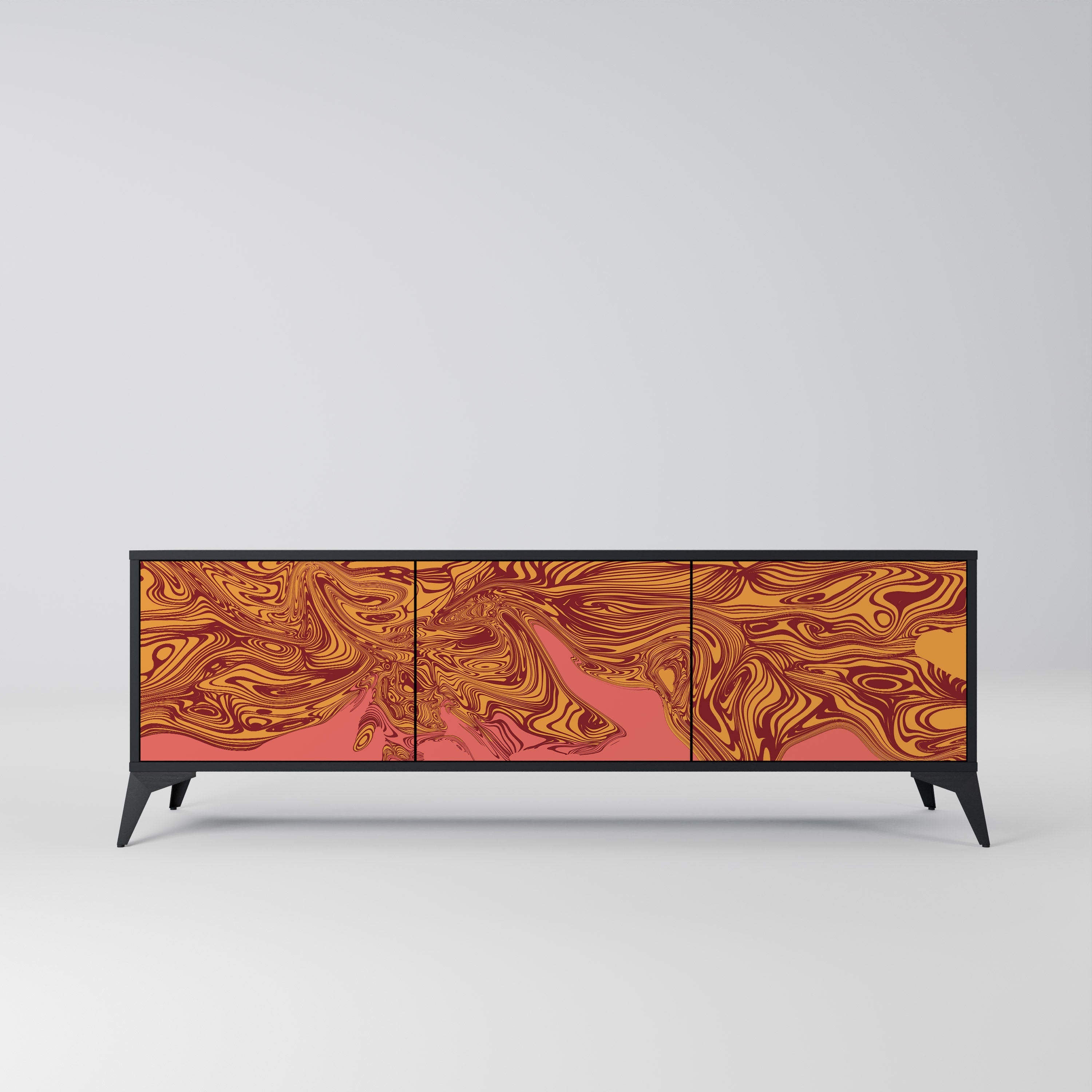 FLOATING THOUGHTS Móvel de TV com 3 Portas em Acabamento Preto