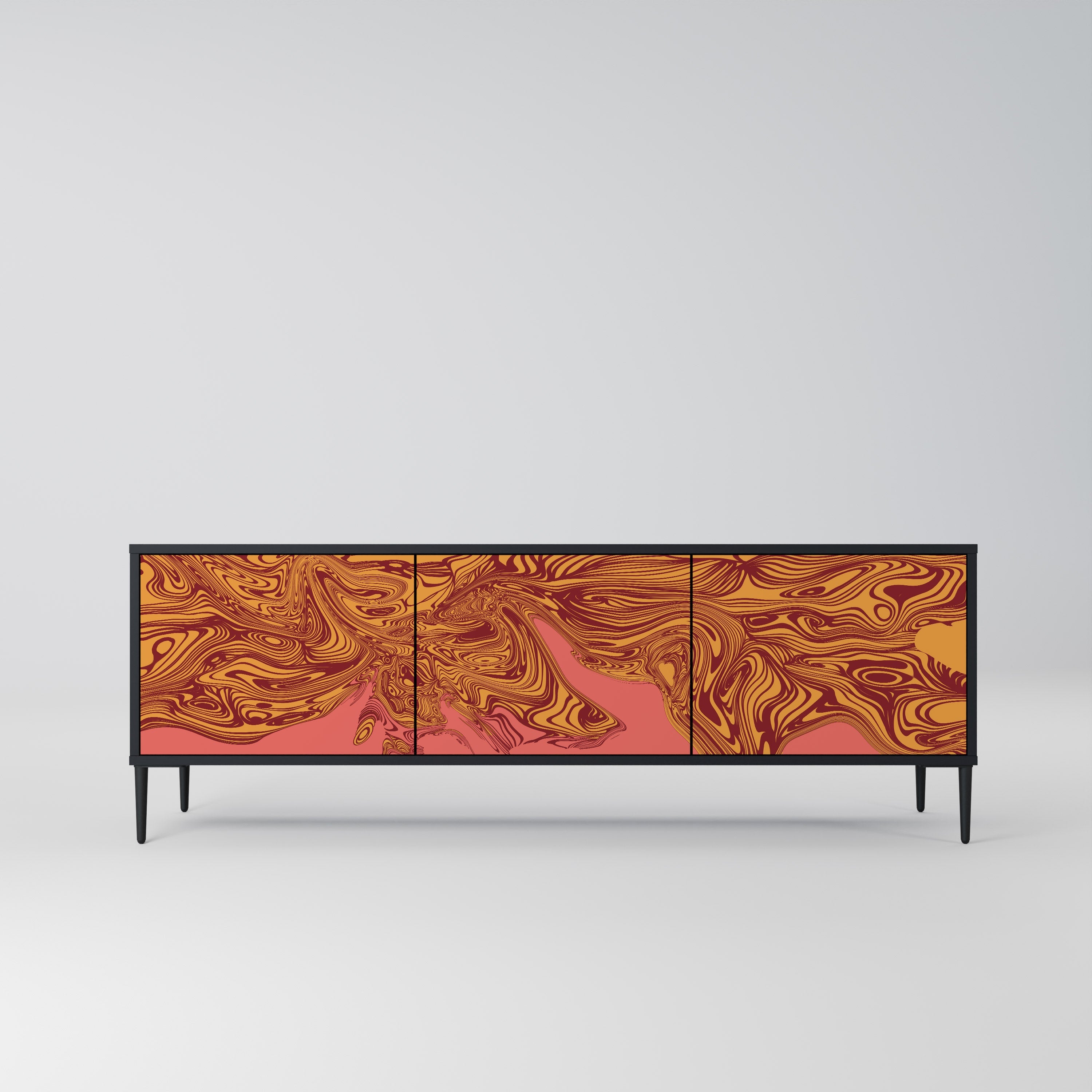 FLOATING THOUGHTS Móvel de TV com 3 Portas em Acabamento Preto