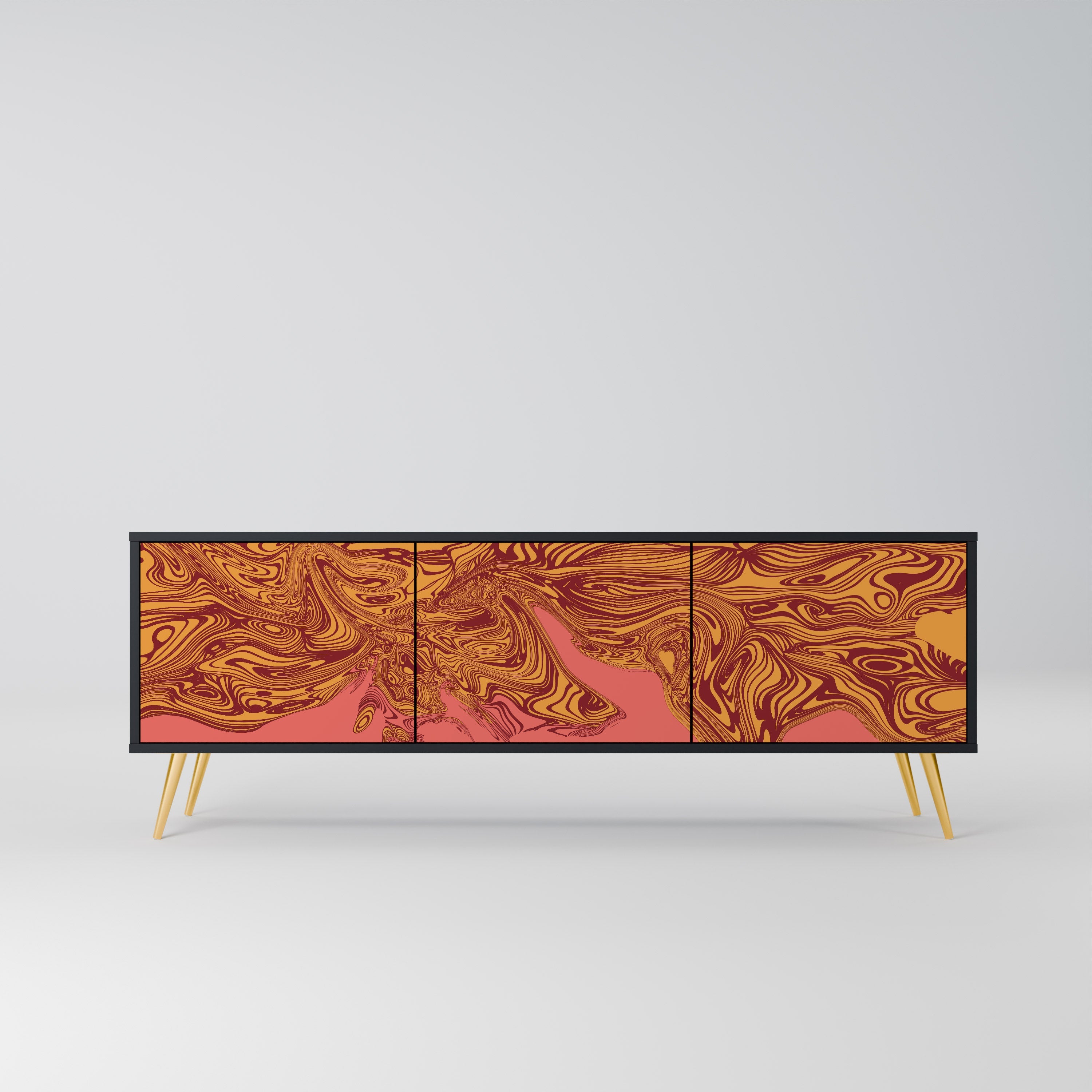 FLOATING THOUGHTS Móvel de TV com 3 Portas em Acabamento Preto