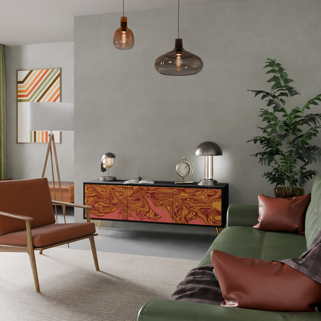 FLOATING THOUGHTS Móvel de TV com 3 Portas em Acabamento Preto