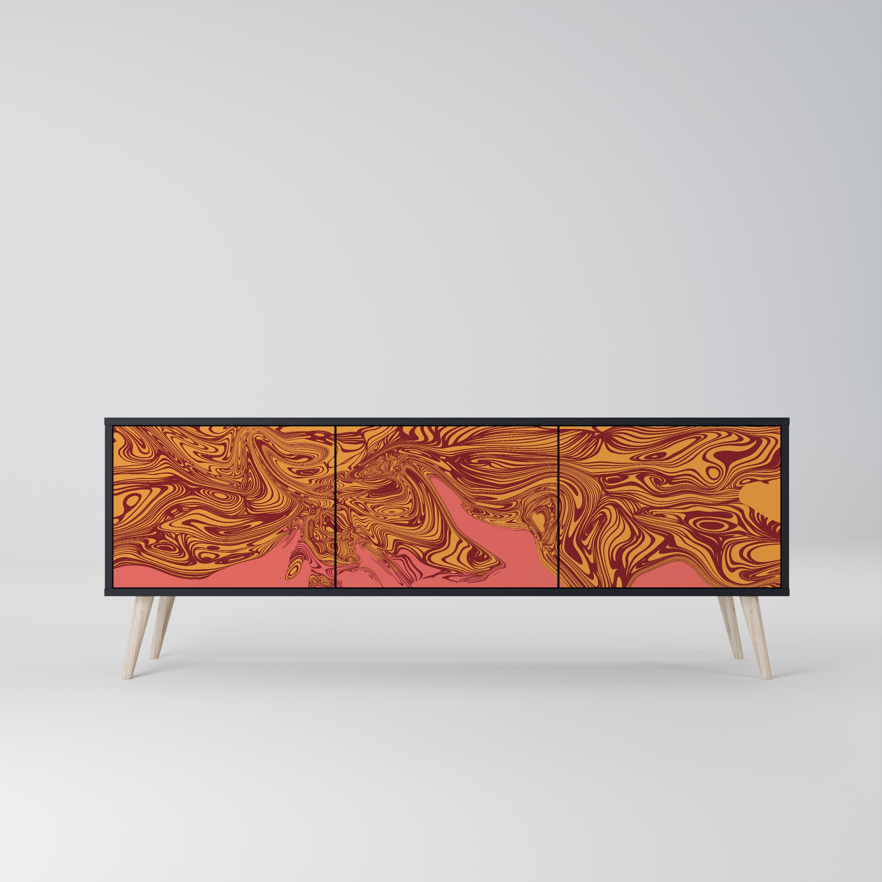 FLOATING THOUGHTS Móvel de TV com 3 Portas em Acabamento Preto