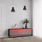 RISING GEOMETRY STARS 3-Door TV Stand in Black Finish