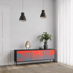 RISING GEOMETRY STARS 3-Door TV Stand in Black Finish