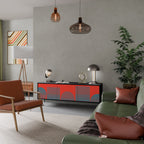 RISING GEOMETRY STARS 3-Door TV Stand in Black Finish