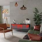 RISING GEOMETRY STARS 3-Door TV Stand in Black Finish